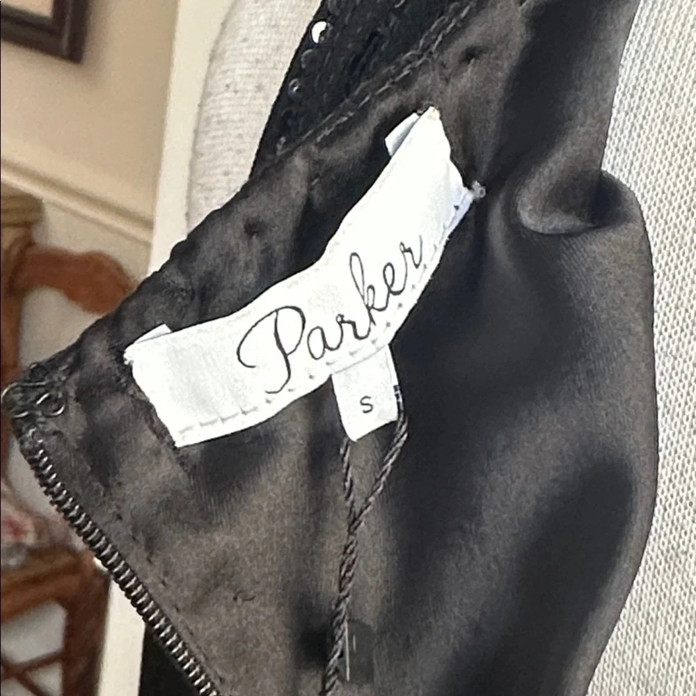 Parker Bryant dress fringe trim sequins silk size small black NWT - Picture 8 of 9